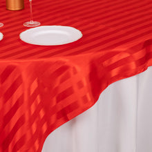 Red Satin Stripe Square Table Overlay, Smooth Elegant Table Topper