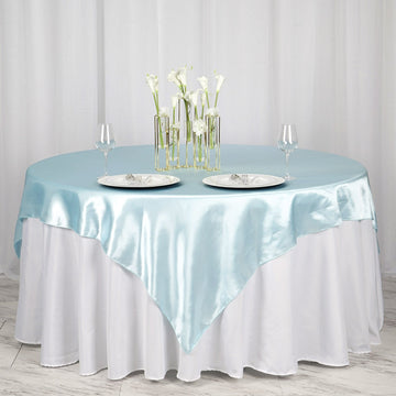 Elevate Your Event Decor with a Light Blue Satin Tablecloth