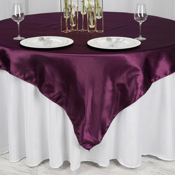 Create a Festive Atmosphere with the Eggplant Satin Tablecloth
