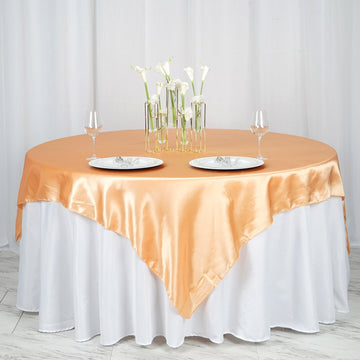 Elevate Your Event Decor with the Peach Seamless Satin Tablecloth