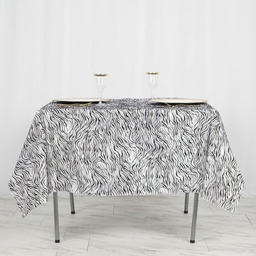 Dramatic and Sophisticated Black and White Tiger Print Table Topper