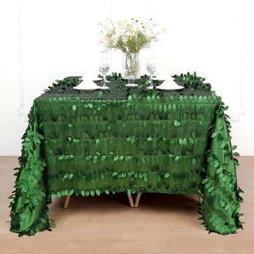 Green Leaf Petal Taffeta Table Overlay: Bring Nature's Elegance to Your Table