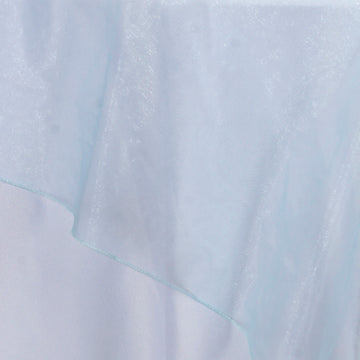 Transform Your Table Setting with the Light Blue Organza Table Square Overlay