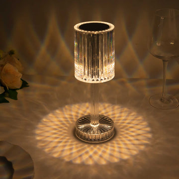 Enhance Your Décor with the LED Acrylic Crystal Cylinder Color Changing Cordless Table Lamp