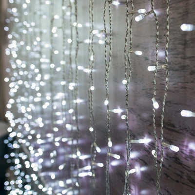 Fairy lights on a silver wire for home decor or festive lighting.