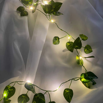 Warm White LED Green Leaf Garland Vine Lights - Create a Magical Ambiance