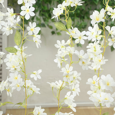 hanging white flower plant 2-Pack Silk Flower Garland Vine Lights 6Ft Jasmine Design White Warm White