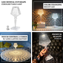 Acrylic Crystal Color Changing Cordless Cup Shape Table Lamp 10 Inch