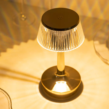 Clear Gold Mushroom LED Crystal Table Lamp Centerpiece