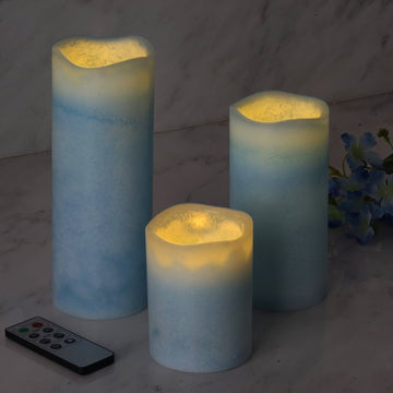 Blue Flameless LED Pillar Candles for a Romantic Ambiance