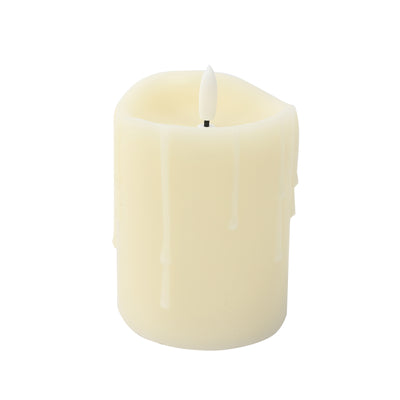 Cream flameless LED pillar candle with realistic wax drips