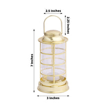 3 Pack Gold Mini LED Tealight Candle Lantern Lamps, Battery Operated Decorative Lanterns - 7inch