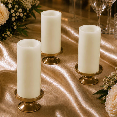 6 Pack Flameless LED Pillar Candles, 3" x 9" Ivory Flat Top Real Wax Battery Operated Candles with Warm White Flickering Light & 6/18H Auto Timer