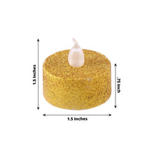 12 Pack - Gold Glitter Flameless LED Candles - Battery Operated Tea Light Candles