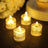 LED flameless tea light candles with flickering glow for ambiance.