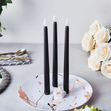 Elevate Your Decor with Black Flickering Flameless LED Taper Candles