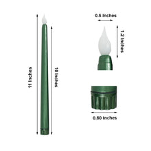 3 Pack | 11inch Hunter Emerald Green Warm Flickering Flameless LED Taper Candles