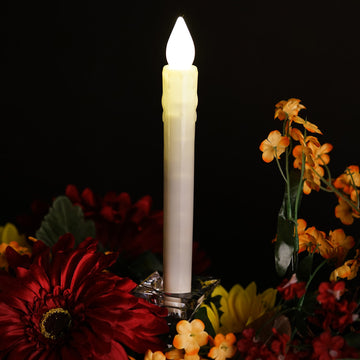 Elegant White Flameless LED Wax Drip Taper Candles for Stunning Event Decor