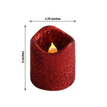 12 Pack - Red Glitter Flameless Candles LED - Battery Operated Votive Candles