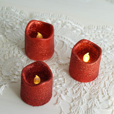 Sparkling red decorative candles with flickering lights