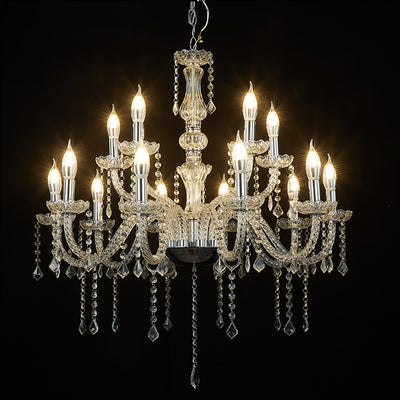 Elegant crystal chandelier with multiple lights, showcasing intricate design and sparkle. #whtbkgd
