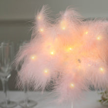15inch LED Blush Rose Gold Feather Table Lamp Desk Light, Battery Operated Wedding Centerpiece