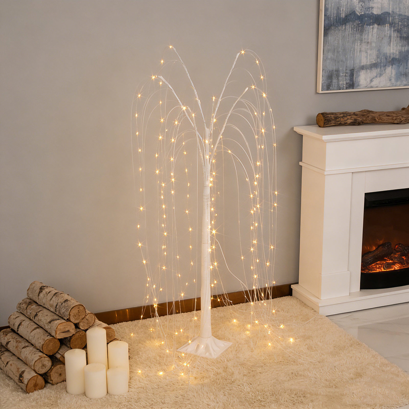 4ft LED Weeping Willow Tree Light Warm White | eFavormart