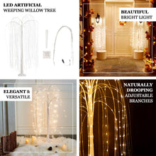 4ft Warm White 180 LED Fairy Lighted Artificial Weeping Willow Tree With Plug-in Adapter, White