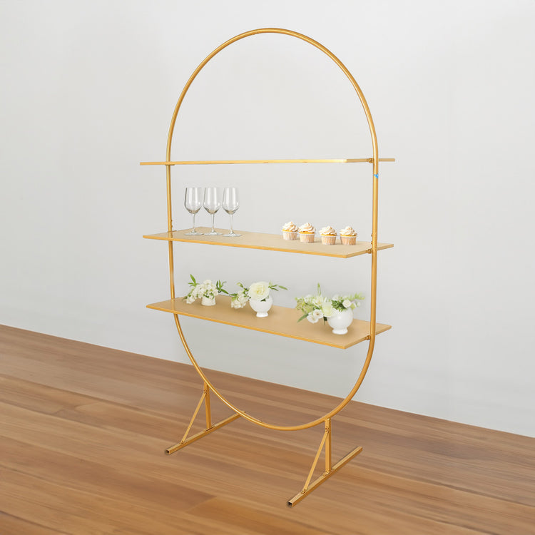 Large 3-Tier Gold Metal Arch Cupcake Dessert Display Stand
