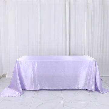 Lavender Lilac Satin Seamless Rectangular Tablecloth 90"x132"