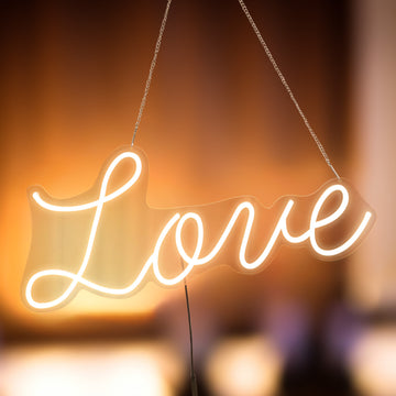 Love Neon Light Sign, LED Reusable Wall Décor Lights With 5ft Hanging Chain 27"