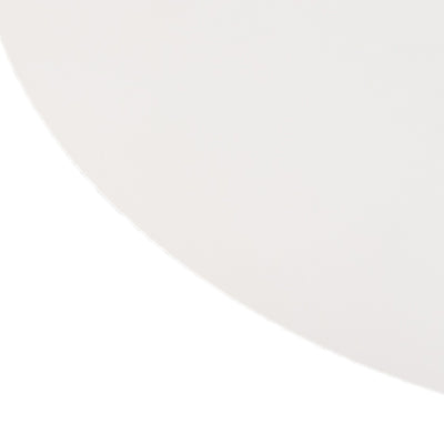 White circular object on a plain background