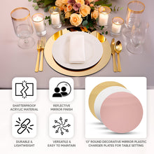 10 Pack Gold Mirror Plastic Charger Plates For Table Setting, 13inch Round Dining Plate