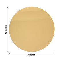 Gold hard plastic charger plates - a round circle that is 13 inches in diameter