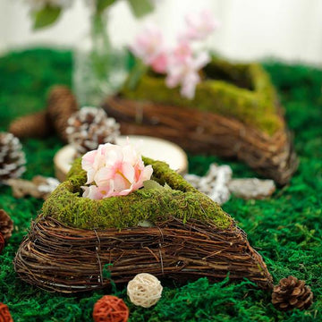 Enhance Your Event Decor with Green Heart Shaped Preserved Moss Twigs Planter Boxes