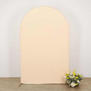 Elevate Your Event with the Matte Beige Spandex Fitted Chiara Backdrop Stand Cover