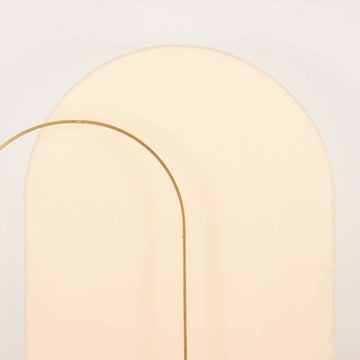 Transform Your Wedding Arch with the Matte Beige Spandex Fitted Chiara Stand Cover