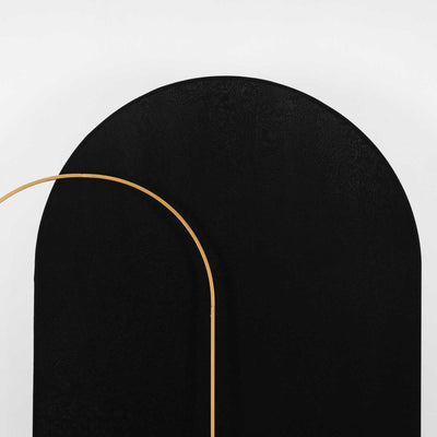 Black arch with golden accent on a white background