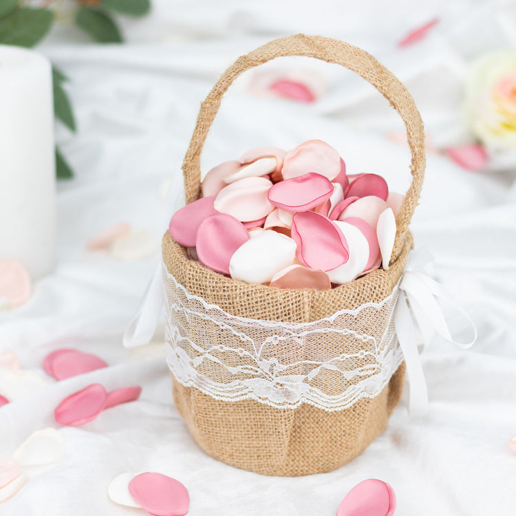 400 Pack | Matte Blush Mix Silk Rose Petals, Life-Like Silk Flower Petal Round Table Confetti