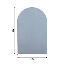 Matte Dusty Blue Spandex Fitted Chiara Backdrop Stand Cover For Round Top Wedding Arch