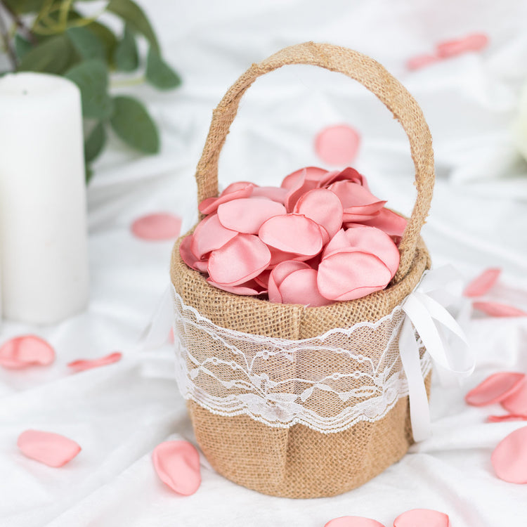 400 Pack | Matte Dusty Rose Silk Rose Petals, Life-Like Silk Flower Petal Round Table Confetti