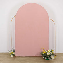 Matte Dusty Rose Spandex Fitted Chiara Backdrop Stand Cover For Round Top Wedding Arch