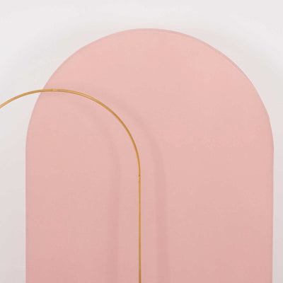 Pink arch backdrop with gold accent for photo styling.