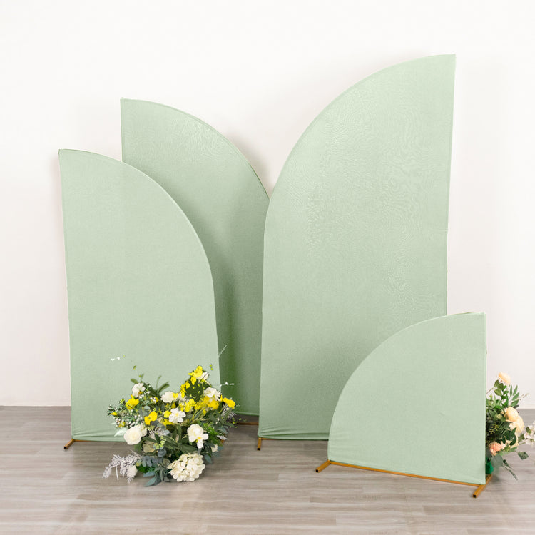 Set of 4 | Matte Sage Green Fitted Spandex Half Moon Wedding Arch Covers