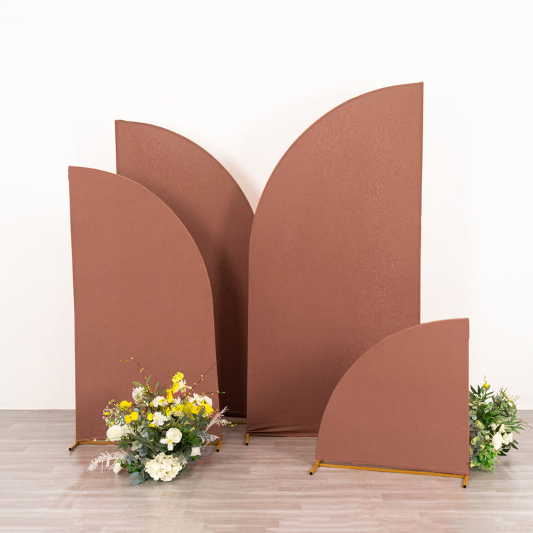 Set of 4 | Matte Terracotta Fitted Spandex Half Moon Wedding Arch Covers