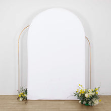 Matte White Spandex Fitted Chiara Backdrop Stand Cover For Round Top Wedding Arch