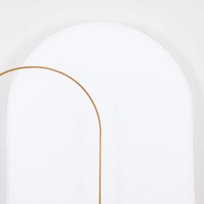 Minimalist curved wall art with a gold frame on a white background.