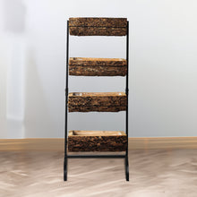 4-Tier Ladder Stand 42 Inch Metal With Wooden Log Planters