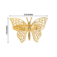4 Pack | Metallic Gold Laser Cut Butterfly Napkin Rings, Decorative Cloth Napkin Holders