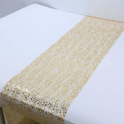 Gold glitter table runner on a white background